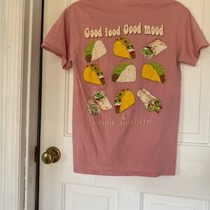 Simply Southern Pink 'Good Food Good Mood' Taco & Burrito Graphic Tee